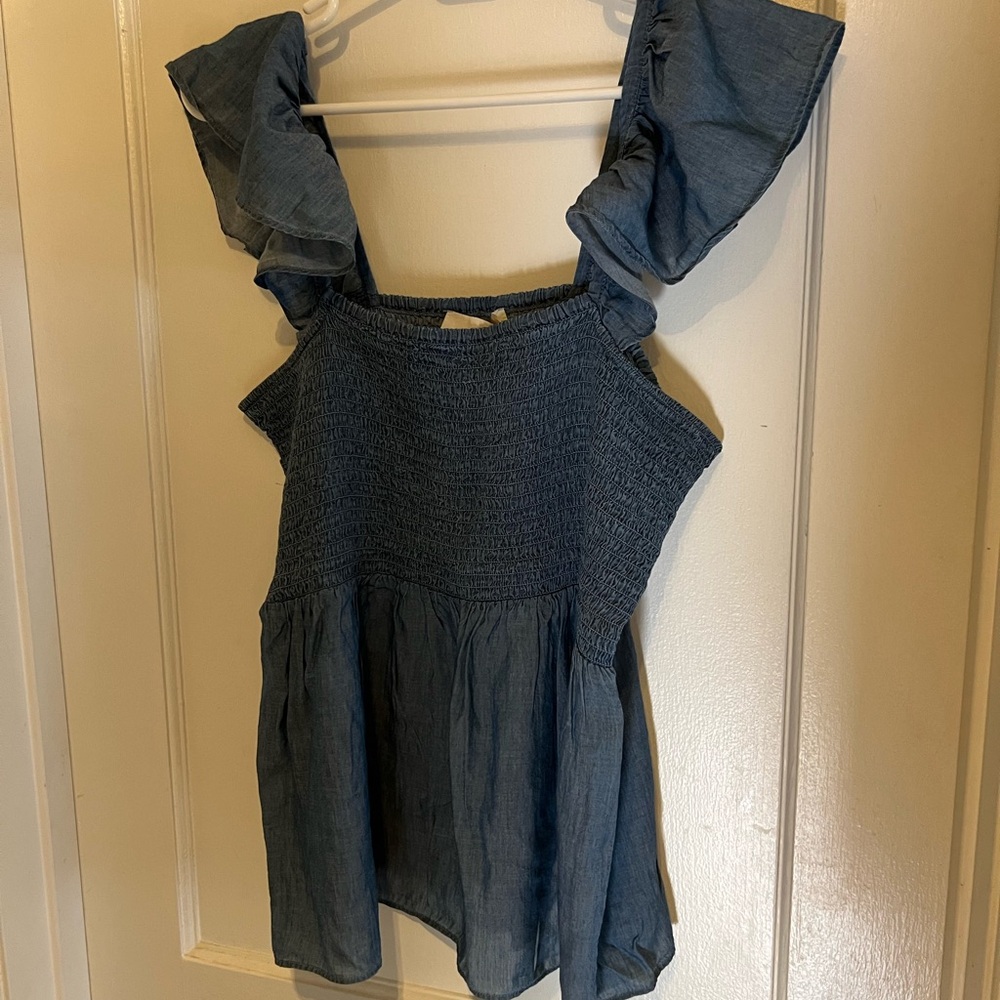 LOFT Textured Blue Top